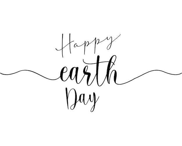 Happy Earth Day zin continue één regel kalligrafie met witte achtergrond