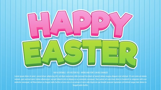 Happy easter 3d bold editable text effect