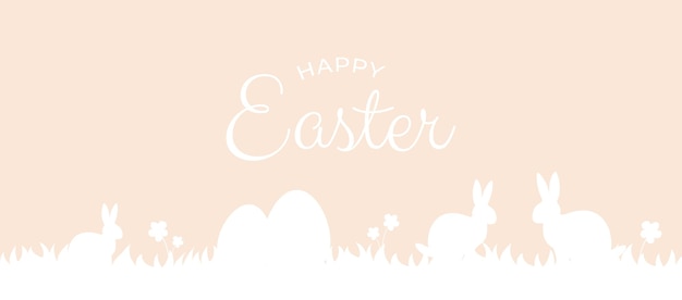 Happy Easter background Trendy Easter design with typography eggs bunny ears in pastel colors Modern minimal style Horizontal poster greeting card header for website