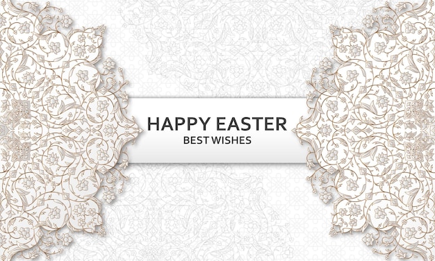 Happy easter background with arabesque floral pattern good design template