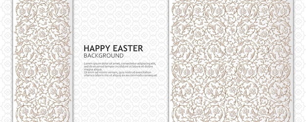 Happy easter background with arabesque floral pattern good design template