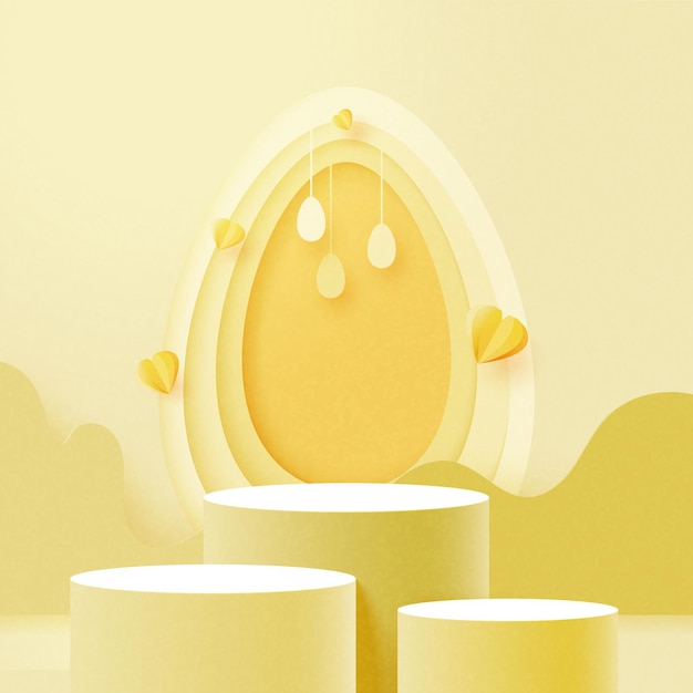 Happy Easter backgroundPapieren kunst van Product display podium mockup Banner sjabloonontwerp Vectorillustratie