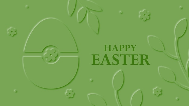 Vector happy easter banner groene achtergrond met decoratief paasei