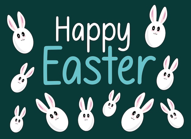 Happy easter banner, poster, greeting card. trendy easter design with typography, bunnies, flowers,