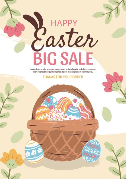 Happy Easter banner poster greeting card Watercolor style