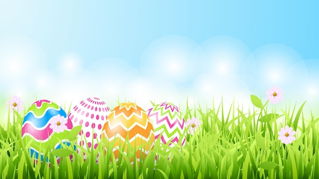 Happy easter banner template with easter eggs