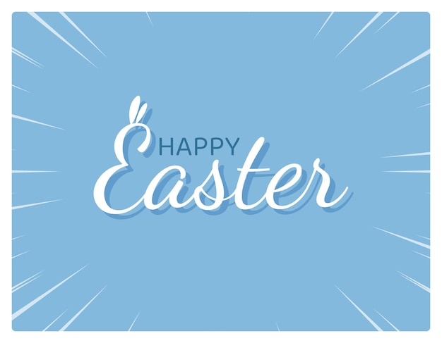 Vector happy easter banner trendy easter design with typography on blue backdrop modern minimal style