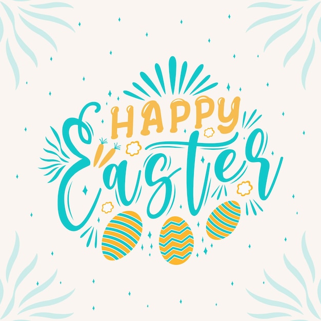 Happy Easter Beautiful Hand drawn calligraphy and brush pen lettering design for holiday greeting.