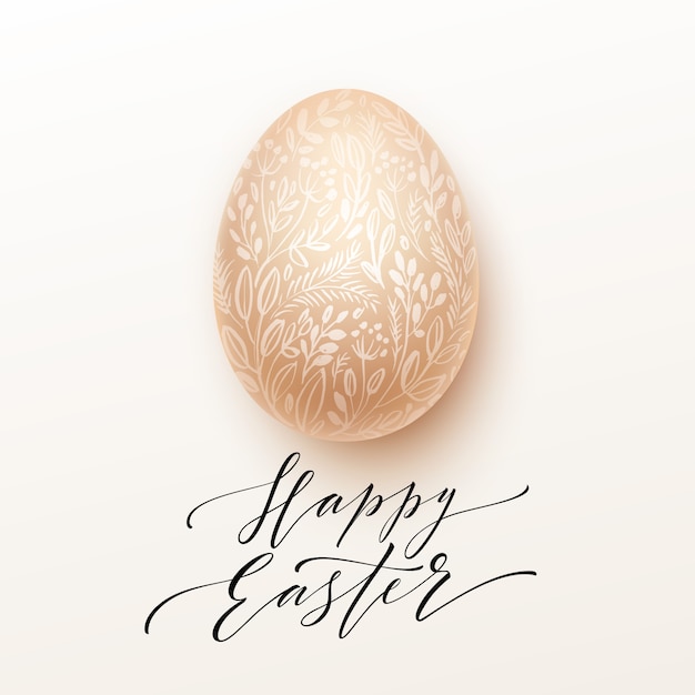 Happy easter belettering op aquarel ei.