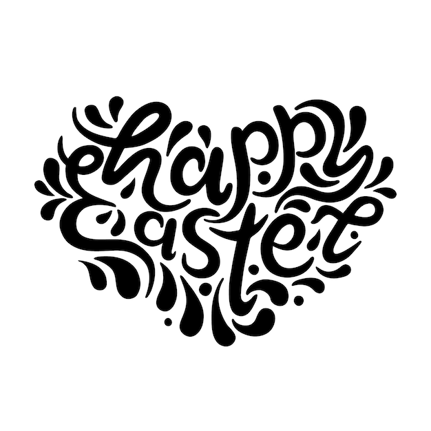 Happy Easter belettering voor wenskaart Vector vintage boekdruk effect handdraw doodle