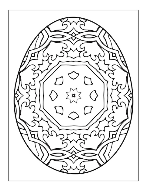 Happy Easter Black and White Mandala flower Coloring book for adults