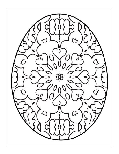 Happy Easter Black and White Mandala flower Coloring book for adults