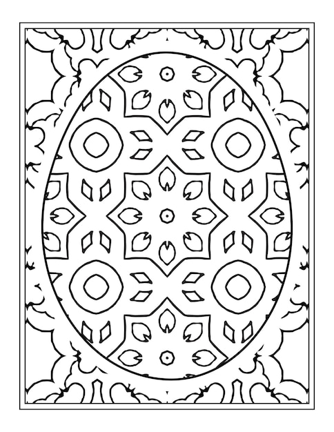 Happy Easter Black and White Mandala flower Coloring book