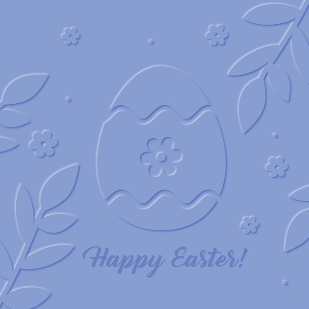 Happy easter blue paper cut egg card