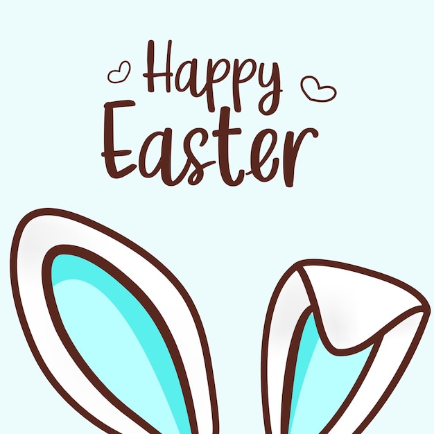 Happy Easter bunny rabbit with ears card Premium Vector