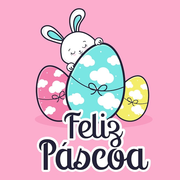 Happy easter card cute vector