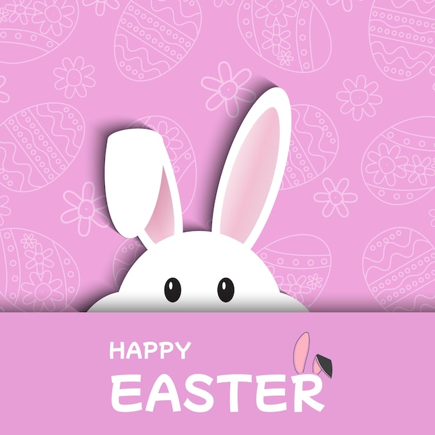 happy easter card featuring a bunny and easter eggs