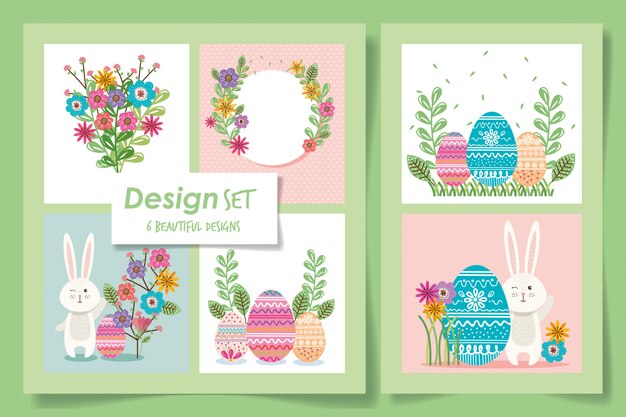 Happy easter card set 