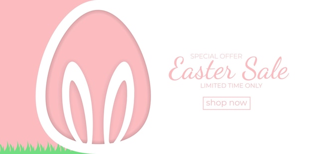 Vector happy easter card with easter eggs garland and rabbit greetings and presents for easter day in flat lay styling promotion and shopping template vector illustration