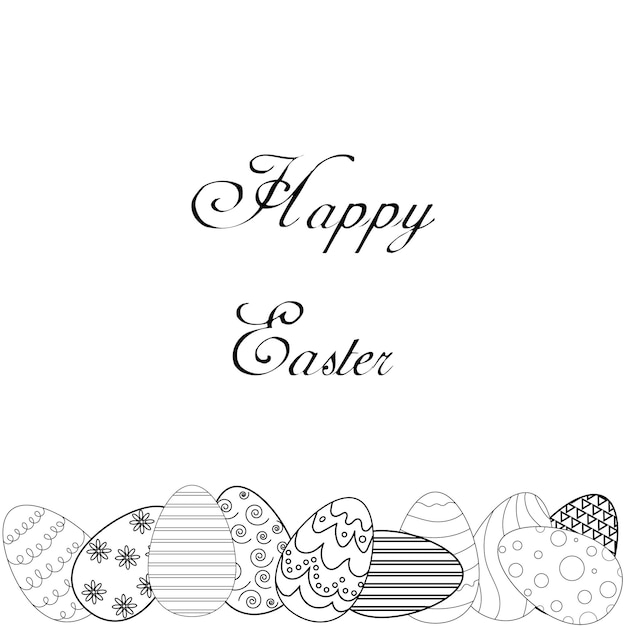 Happy Easter card with easter eggs and greetings