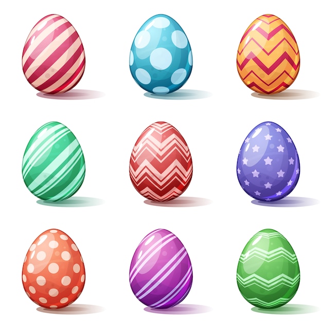 Happy easter cartoon. Set egg icon