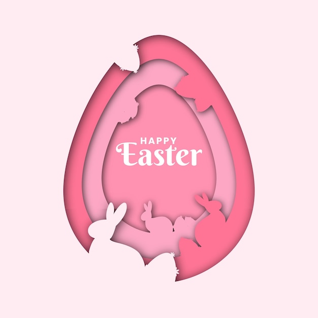 Happy Easter in the Center of Big Pink Egg Design Background