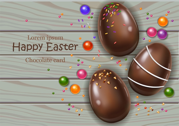 Vector happy easter chocolate eggs card