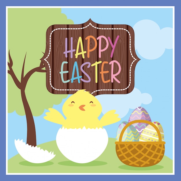 Happy easter colorful card