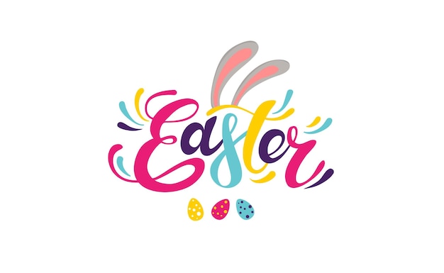 Happy easter colorful lettering easter vector illustration eps 10