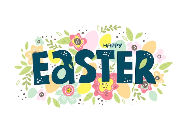 Vector happy easter colorful lettering vector illustration eps 10