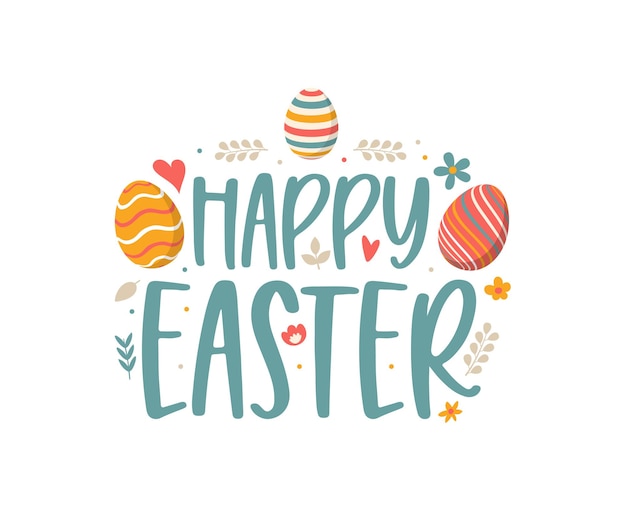 Vector happy easter colorful lettering