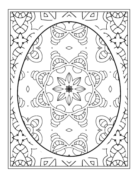 Happy Easter coloring book page egg design for adults