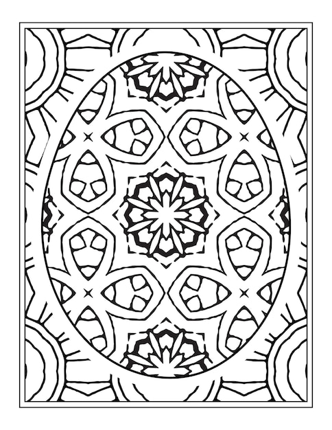 Happy Easter coloring book page egg design for adults