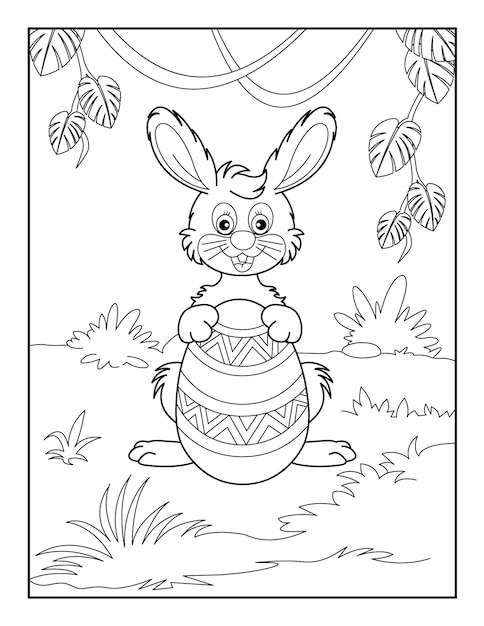 Happy Easter Coloring Page for kids Coloring book for relax and meditation