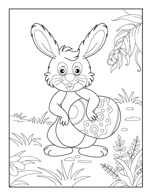 Vector happy easter coloring page for kids coloring book for relax and meditation