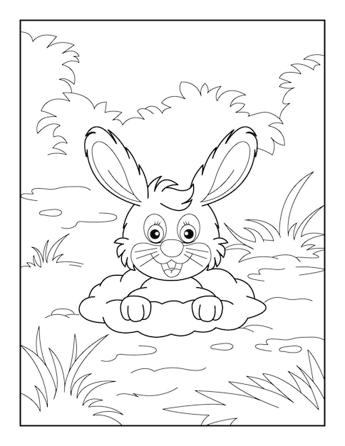 Happy Easter Coloring Page for kids Coloring book for relax and meditation