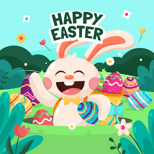 Vector happy easter cute bunny