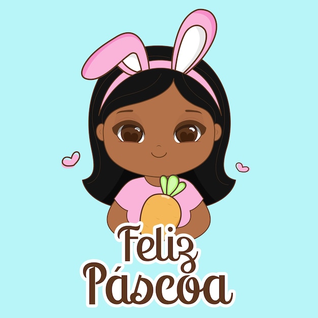 Happy easter Cute Girl Vector