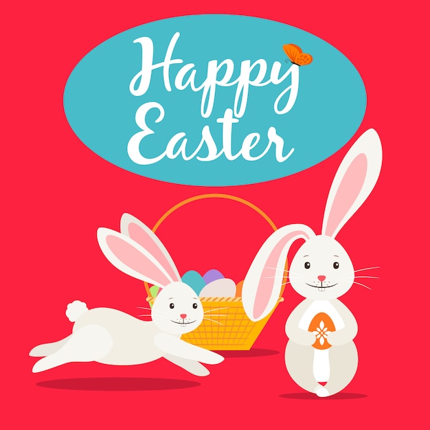 Happy easter cute greeting card