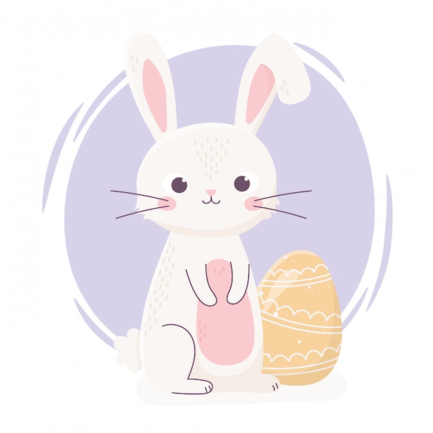 Happy easter cute rabbit with yellow egg