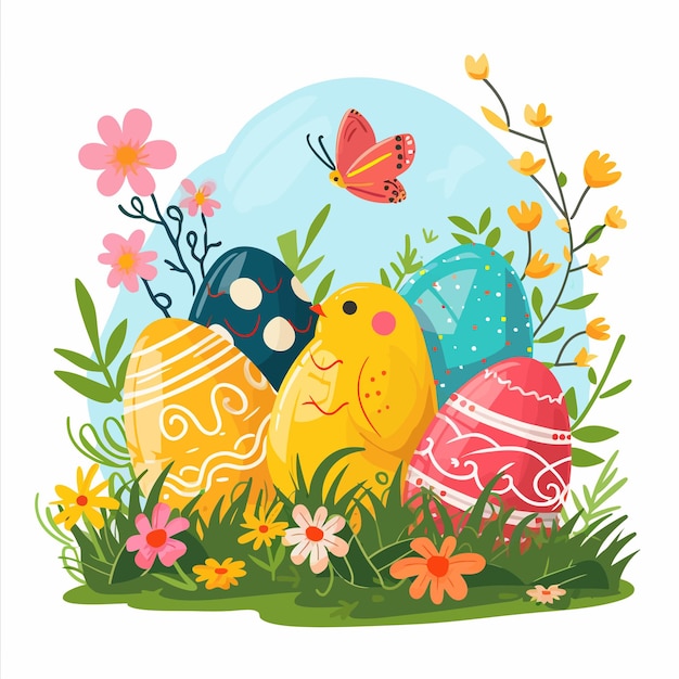 happy easter day card illustration