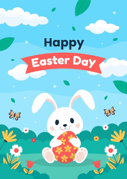 Vector happy easter day celebration poster flyer template