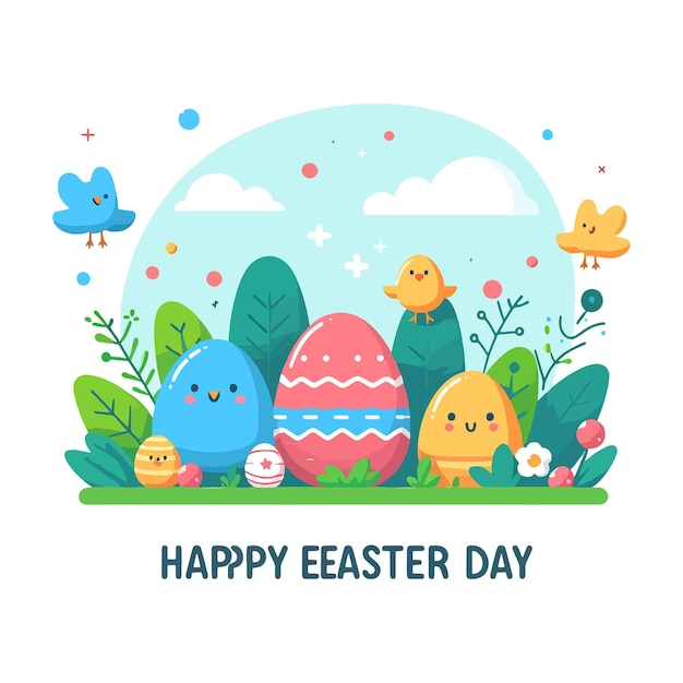 Happy easter day celebration vector illustration