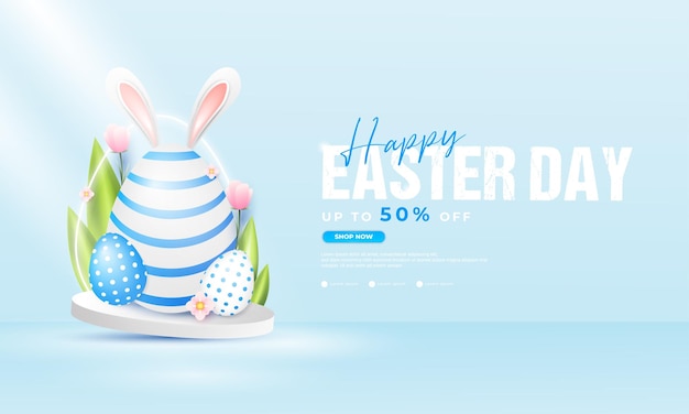 Happy easter day discount promo banner template