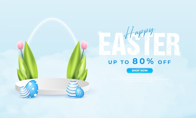 Happy Easter day discount promo banner template
