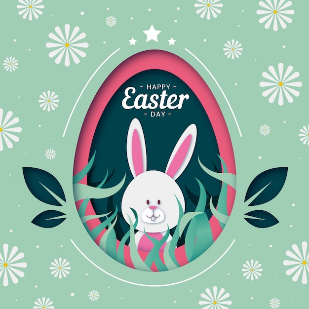 Happy easter day egg background in paper style