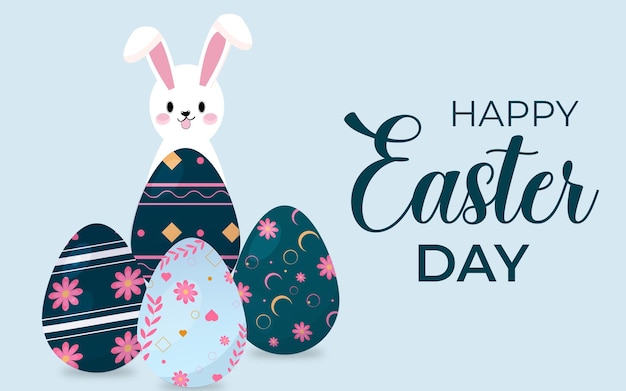 Vector happy easter day in flat banner design