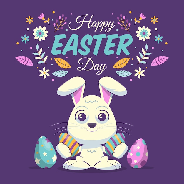 Happy easter day in flat design