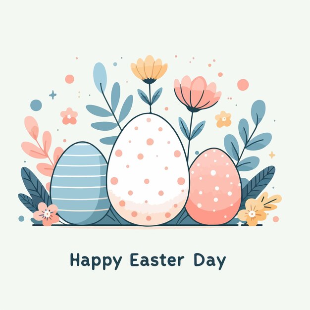 Vector happy easter day flat vector illustration with rabbit beautiful egg concept