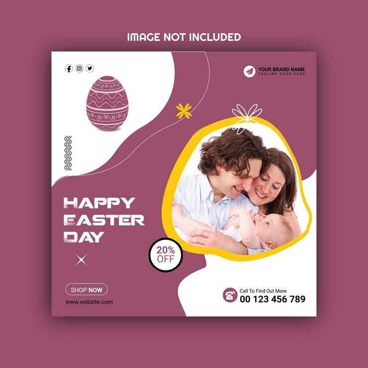 Happy easter day instagram post template